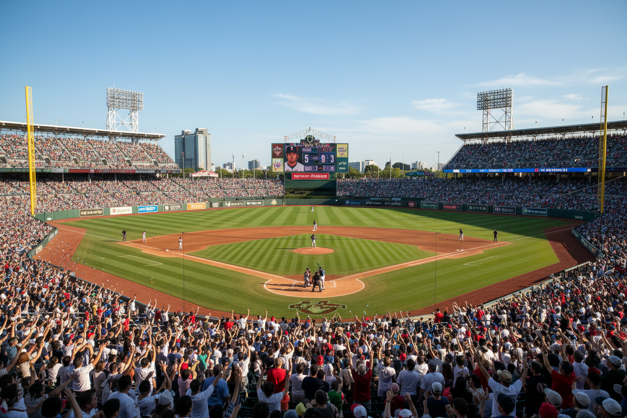Baseball stadium view from home plate