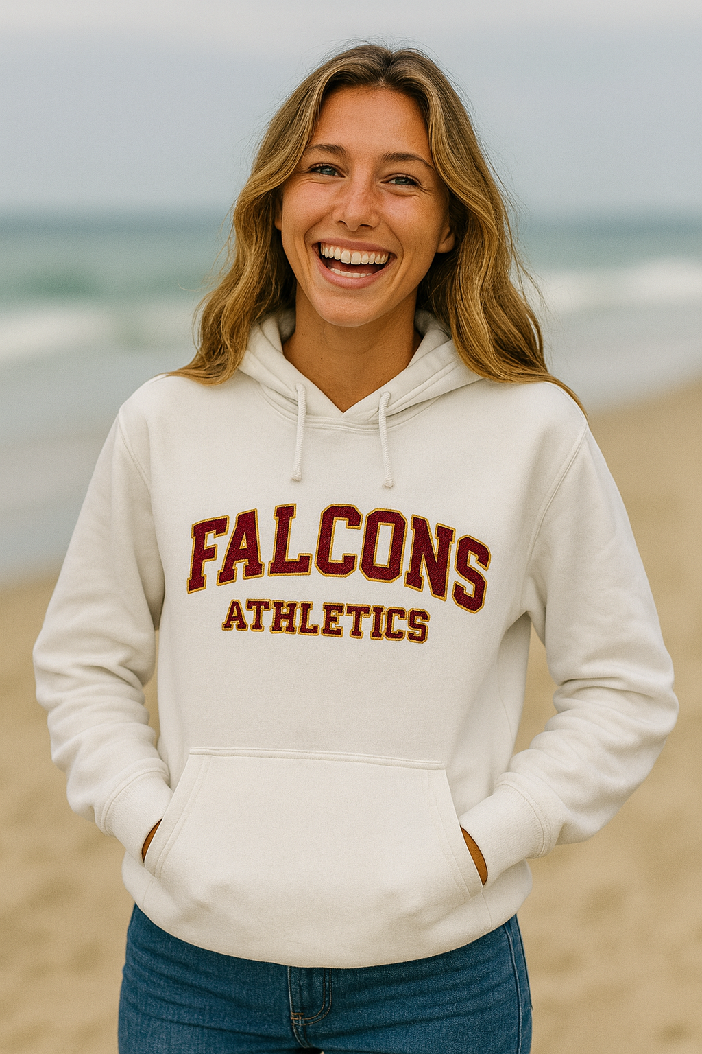 White Embroidery FALCONS hoodie
