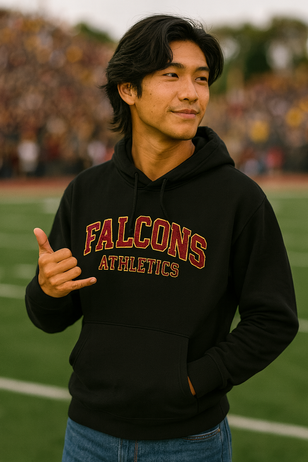 Black Embroidery FALCONS ATHLETICS hoodie