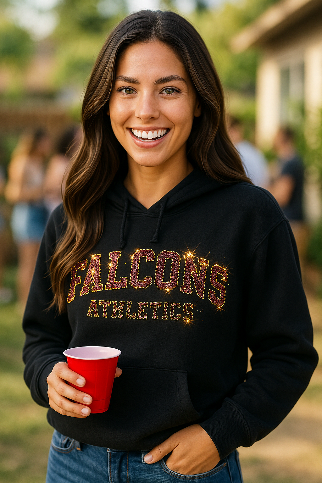 Sparkle / Bling / Bedazzled Black FALCONS hoodie