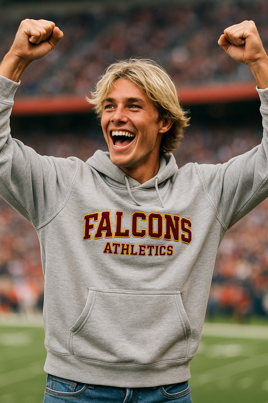 Heather Gray Embroidery FALCONS hoodie